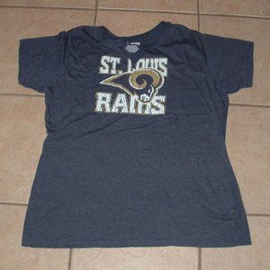 Womens Sz 3X Dark Blue NFL Football ST LOUIS RAMS Cotton Blend Graphic Tee Shirt